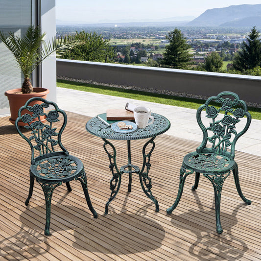 Outsunny 3-Piece Patio Bistro Table and Chair Set Antique Green
