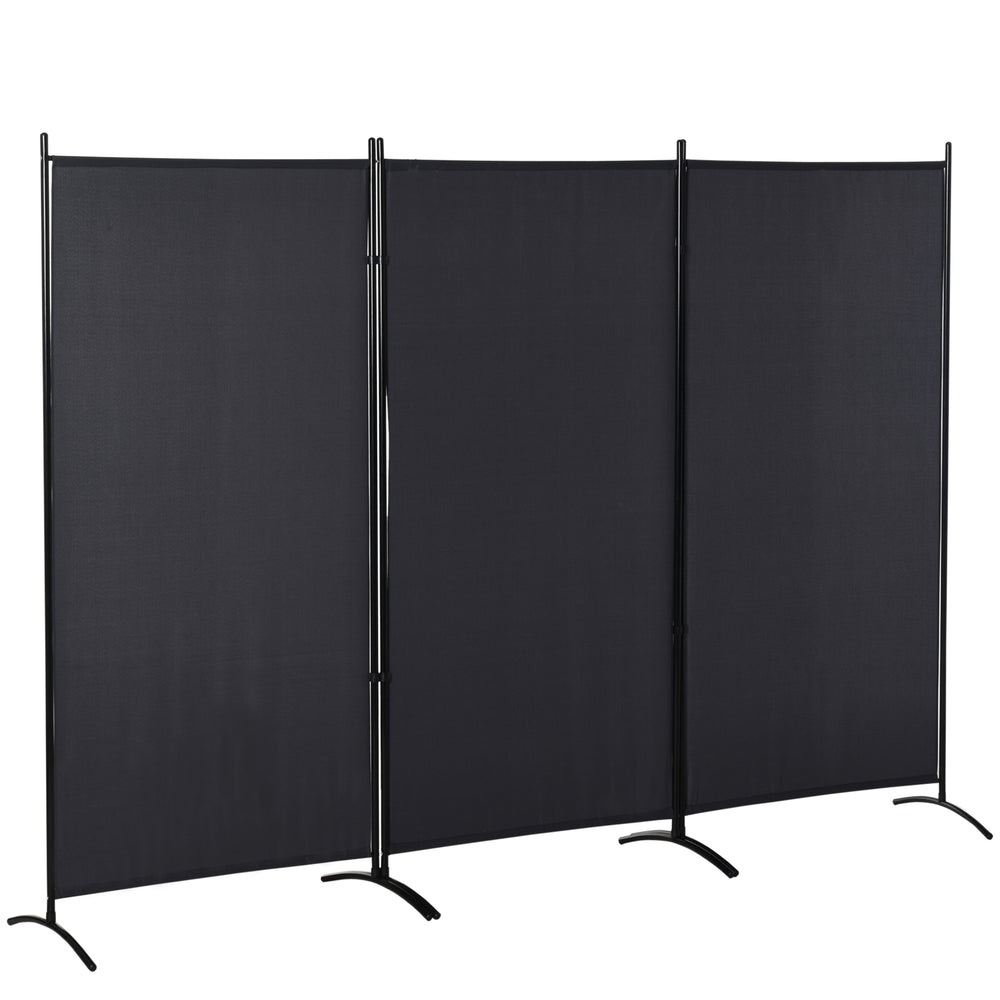 Paravent à 3 panneaux, double charnière et pliable, gris anthracite
