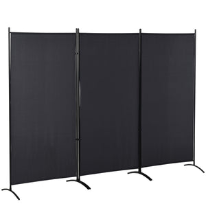 Paravent à 3 panneaux, double charnière et pliable, gris anthracite