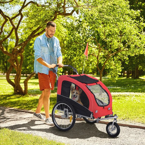 Poussette pour animaux de compagnie 2 en 1, chariot de transport pour vélo, rouge
