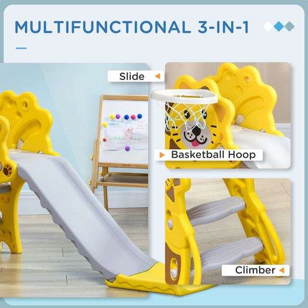 Toboggan 3 en 1 pour tout-petits avec motif lion, de 18 à 36 mois, jaune