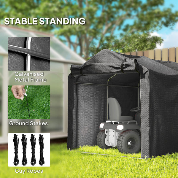 Abri de jardin portable résistante aux UV avec porte zippée enroulable, noir