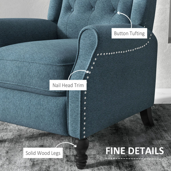 Fauteuil inclinable à oreilles avec repose-pieds, bleu