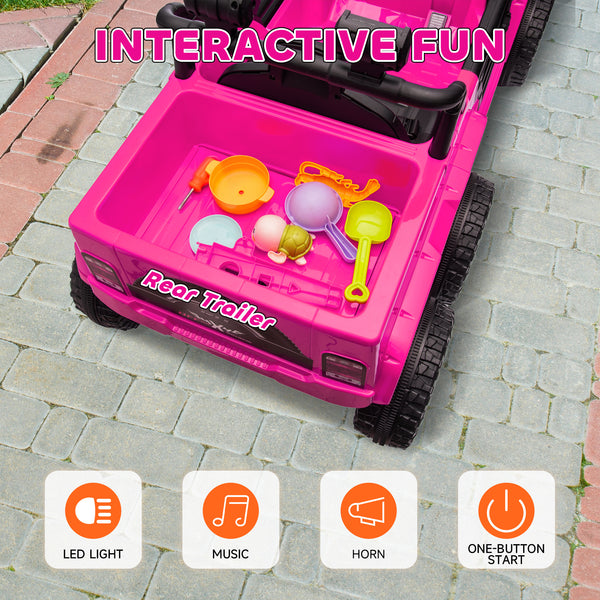 Voiture 12 V 4 roues motrices avec télécommande, rose