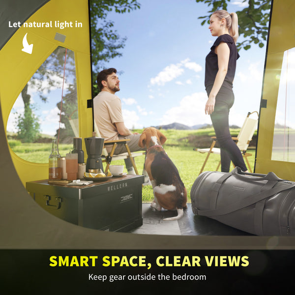 Tente de camping avec auvent et tapis de sol intégré