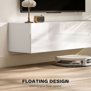 Meuble TV mural avec rangements pour téléviseurs 45, 55 et 65 pouces, blanc