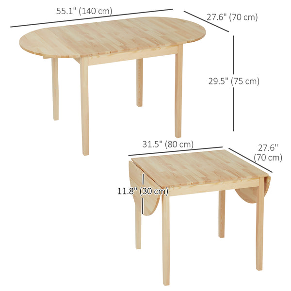 Table de cuisine à abattants pour petits espaces, naturelle