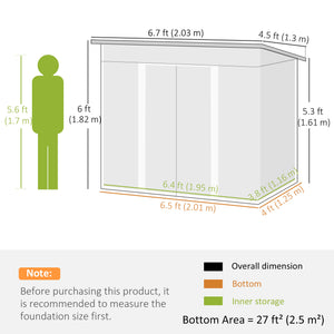 Abri de jardin en métal noir, 2,13 m x 1,22 m, verrouillable, pour outils et autres travaux de rangement.