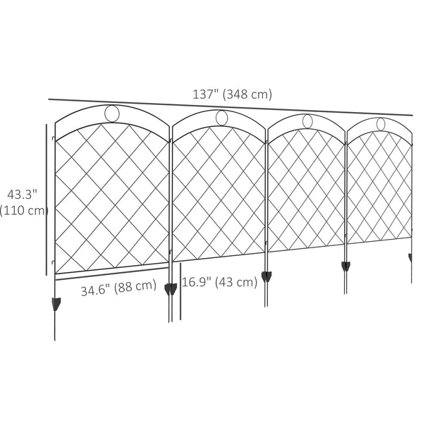 Lot de 4 panneaux de clôture décoratifs, noir