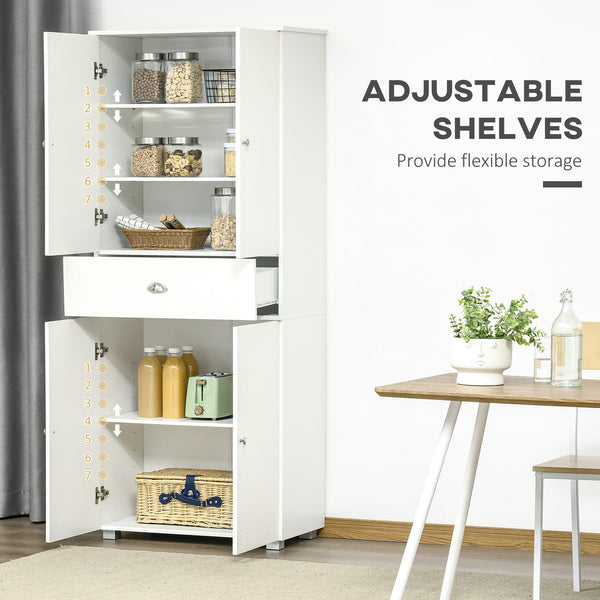 Meuble de rangement moderne avec 4 portes et 3 étagères réglables, blanc