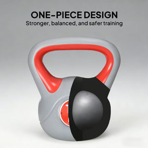 Kettlebell de 31 lb avec poignée large et base stable – Rouge et gris
