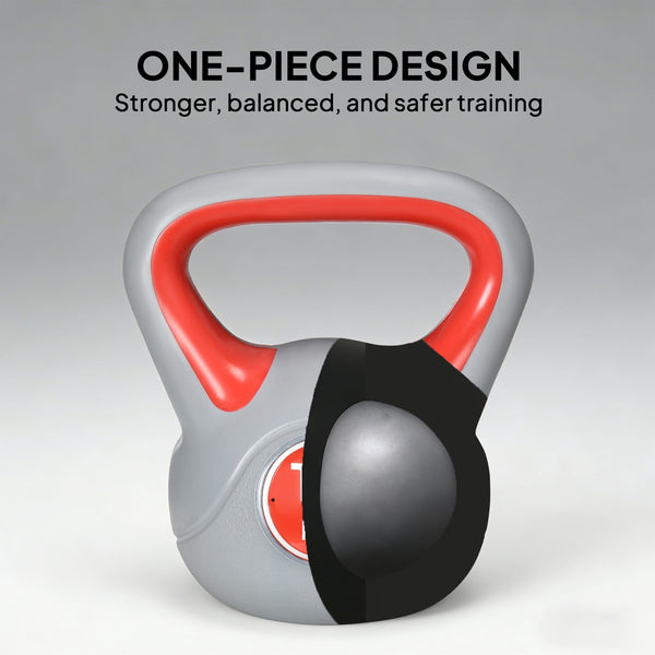 Kettlebell de 31 lb avec poignée large et base stable – Rouge et gris