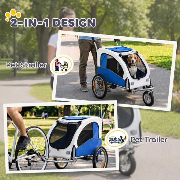Remorque vélo et poussette pour chien 2 en 1, gris clair