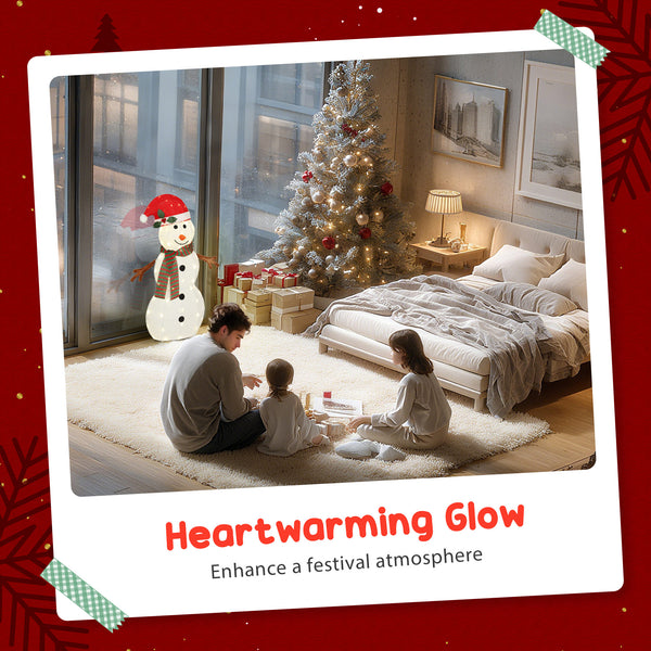 Bonhomme de neige d'extérieur avec lumières LED, piquets, attaches zippées