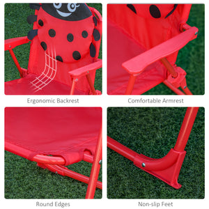 Kids Folding Picnic Table and Chair Set Pattern Outdoor Garden Patio Backyard with Removable & Height Adjustable Sun Umbrella Red