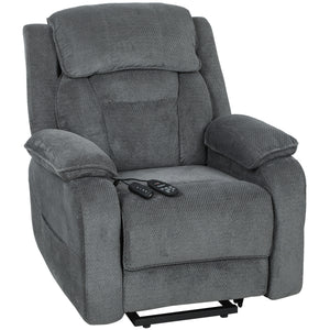 Power Recliner Chair with Massage, Electric Lift Chair for Elderly with Side Pockets, 2 Memory Positions, Remote, Grey