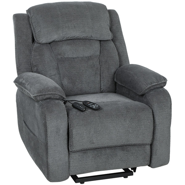 Power Recliner Chair with Massage, Electric Lift Chair for Elderly with Side Pockets, 2 Memory Positions, Remote, Grey