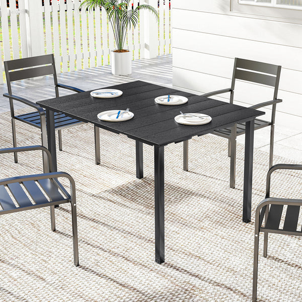 4-person garden table with HDPE top and metal frame,