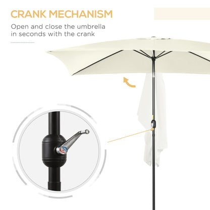 Outsunny 2 x 3 m Rectangular Tilting Aluminum Garden Parasol, Garden Umbrella, Outdoor Parasol with Crank, Cream White