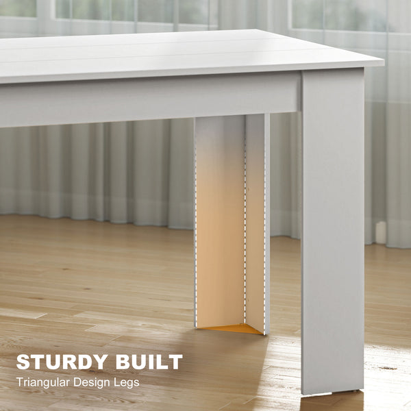 Kitchen table for 4 to 6 people, wood-effect dining table, white