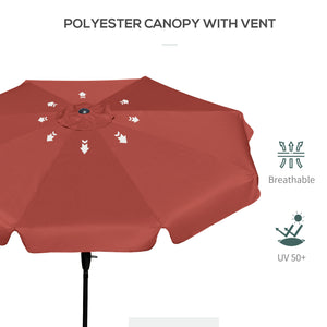 Parasol rond de 8,7 pieds avec inclinaison et manivelle, rouge bordeaux