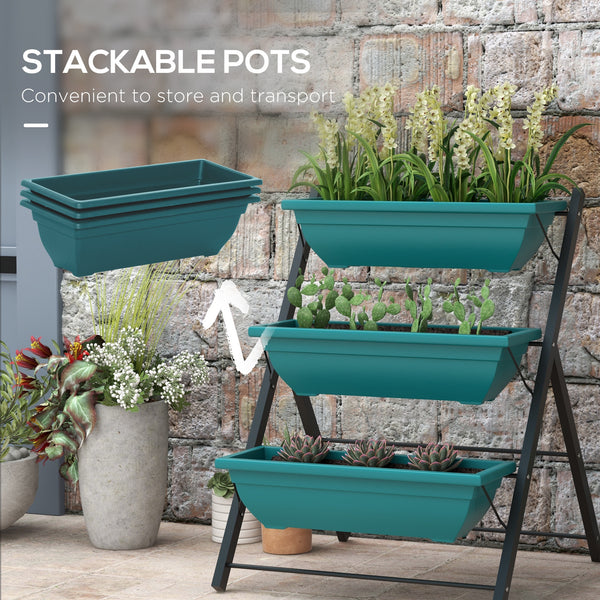 Jardinière verticale surélevée à 3 niveaux avec 3 bacs