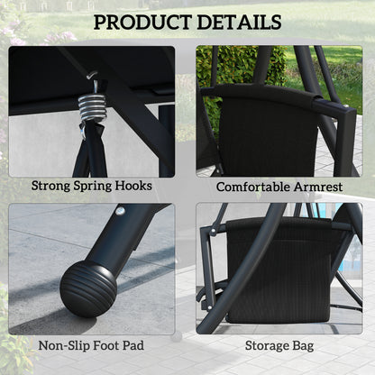 Outsunny 3 Person Outdoor Swing with Adjustable Canopy, Black