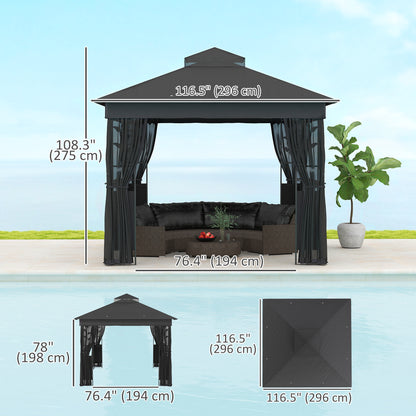 Gazebo 10' x 10' avec étagères et filet, UV30+ pour pelouse, jardin et terrasse