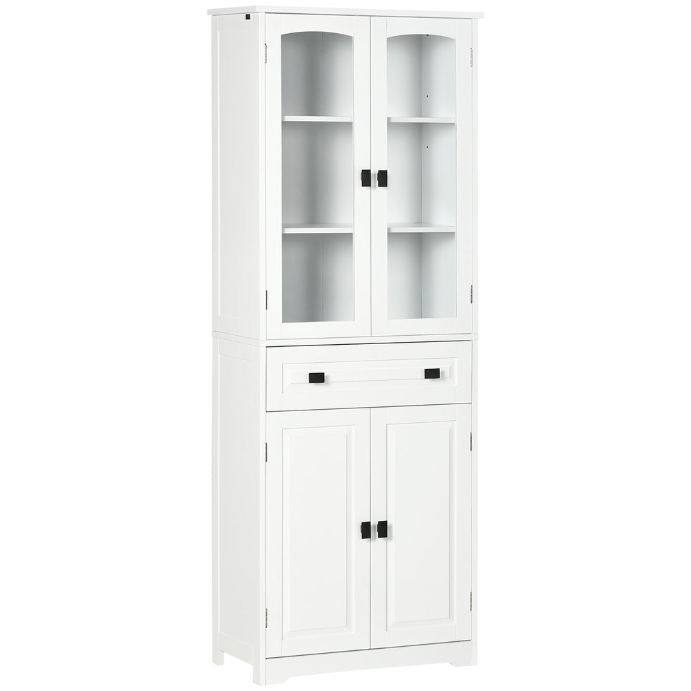 Armoire de cuisine avec étagères réglables, blanc