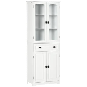 Armoire de cuisine avec étagères réglables, blanc