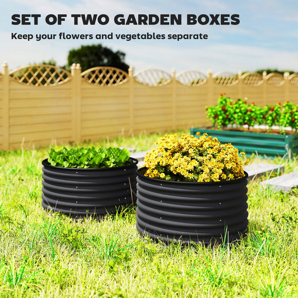 Ensemble de 2 bacs à jardin surélevés avec bordure de sécurité