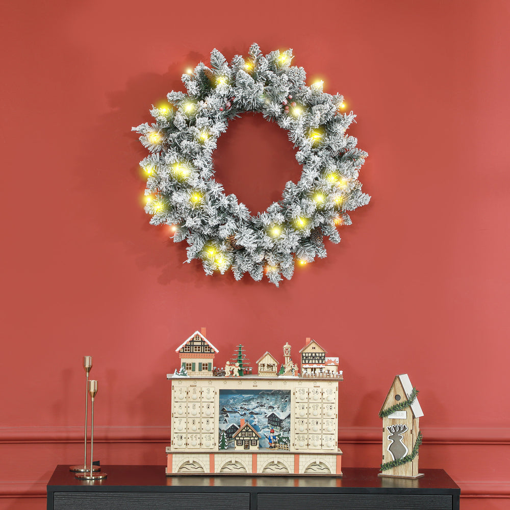 Couronne de Noël de 24" avec lumières givré