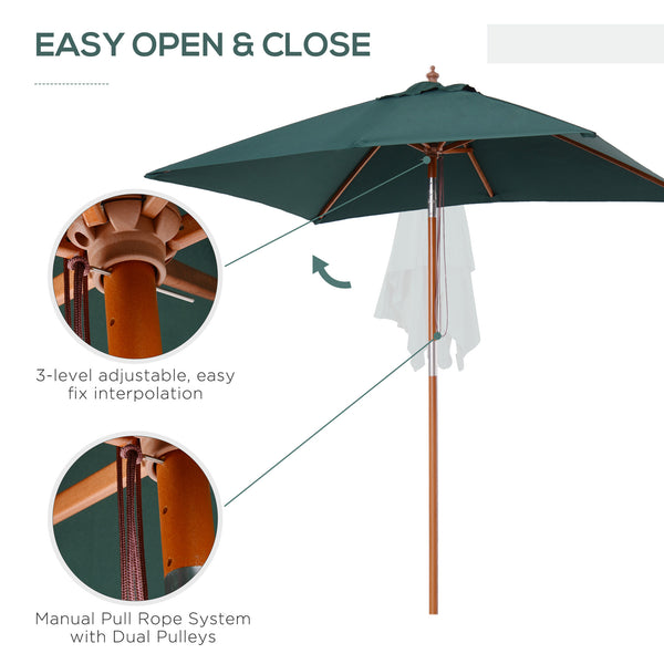 6.6-foot square parasol with tilt mechanism, green 