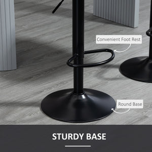 Bar Stools Set of 2, Swivel Counter Height Barstools with Back, Footrest, Adjustable Height, Black