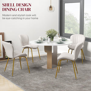 Lot de 4 chaises de salle à manger moderne avec dossier rembourré, blanc crème