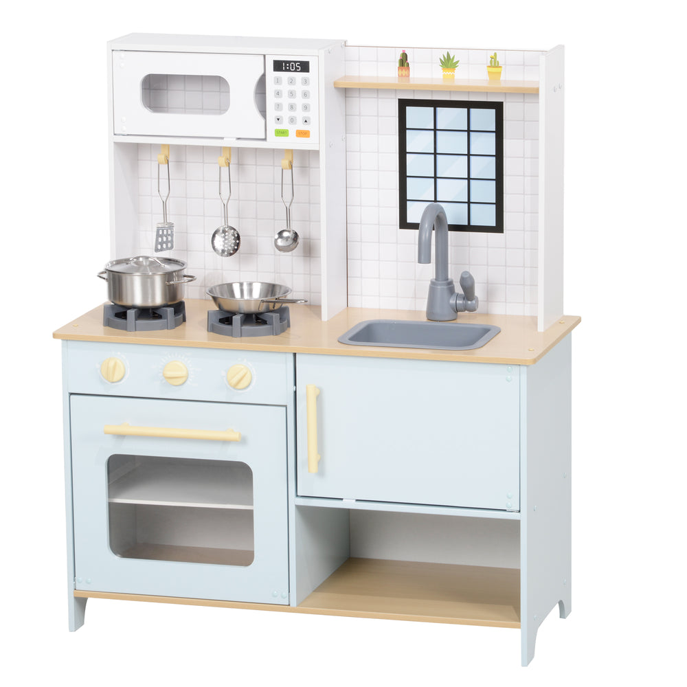 Cuisine de jeu pour enfants avec accessoires de cuisine bleu
