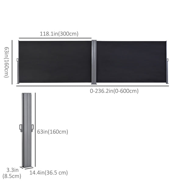 Pare-brise extérieur double et rétractable, noir