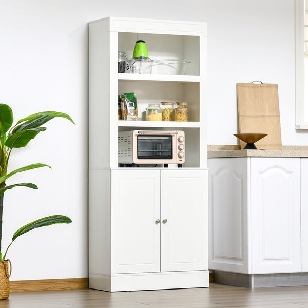 Buffet de cuisine avec étagères à 6 niveaux, blanc, aspect bois