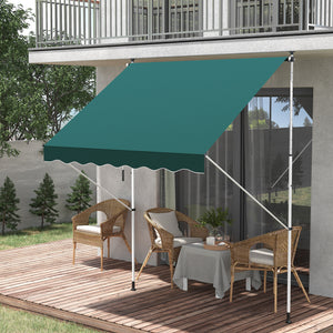 6.6'x5' Manual Retractable Patio Awning Window Door Sun Shade Deck Canopy Shelter Water Resistant UV Protector Green