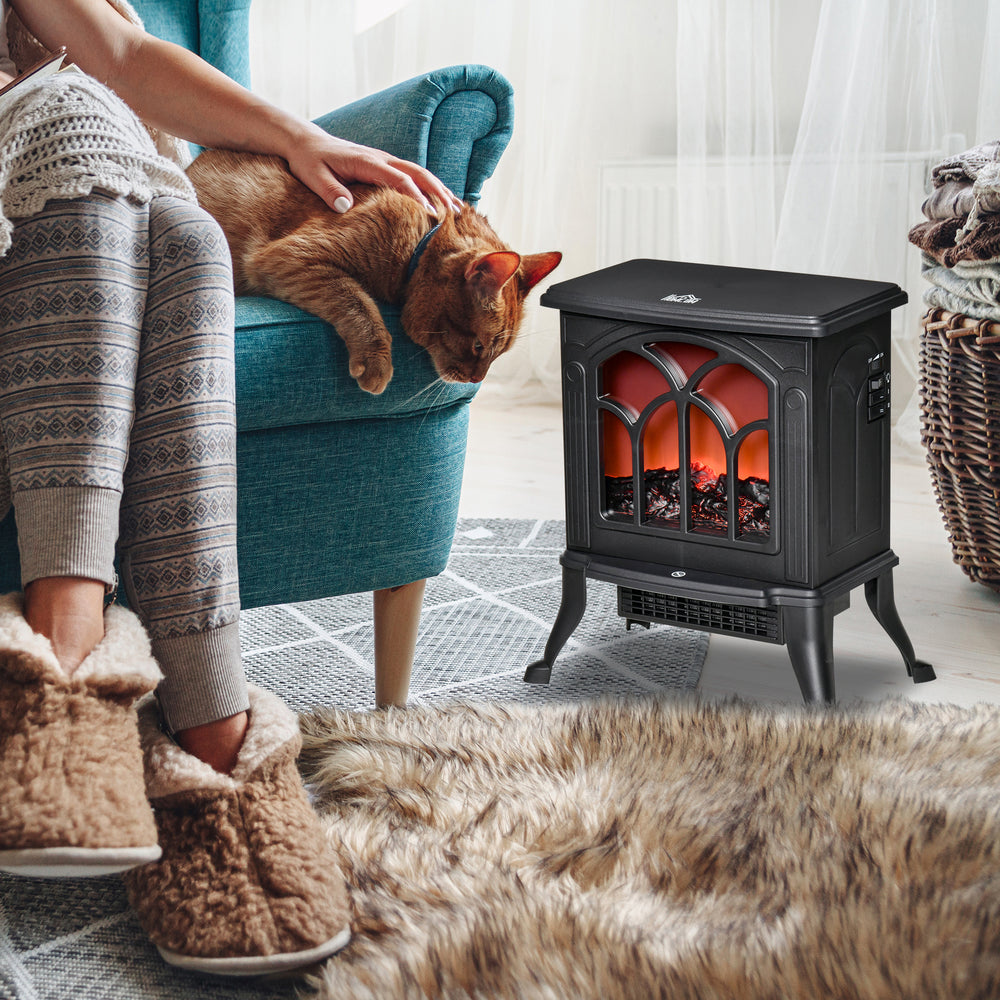 Cheminée électrique autonome avec flamme réaliste 750 W/1 500 W, noir