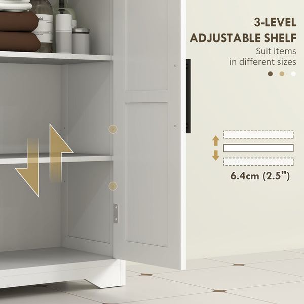 Meuble de salle de bain de style campagnard avec étagère réglable, blanc