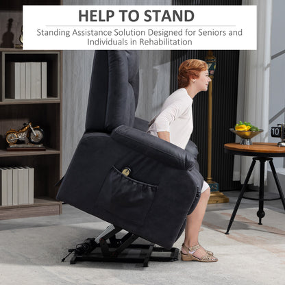 Fauteuil releveur pour seniors, fauteuil inclinable électrique en microfibre avec télécommande, montage rapide, gris anthracite