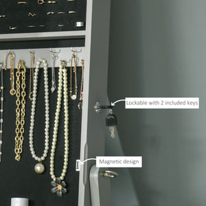 Armoire à bijoux avec miroir verrouillable et 3 angles réglables, gris