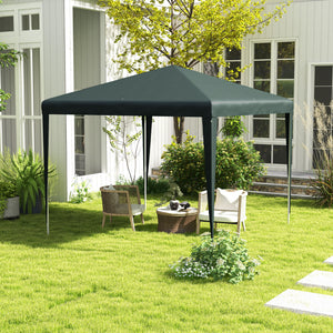 9' x 9' Portable Canopy Party Tent Gazebo Outdoor Sunshade for Weddings Parties with Dressed Legs, Dark Green