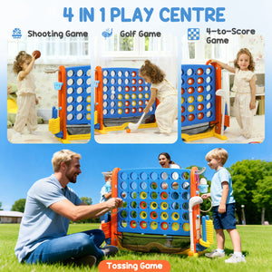Jeu 4 en 1 Jumbo Connect 4 pour enfants avec basket-ball, lancer d'anneaux et golf