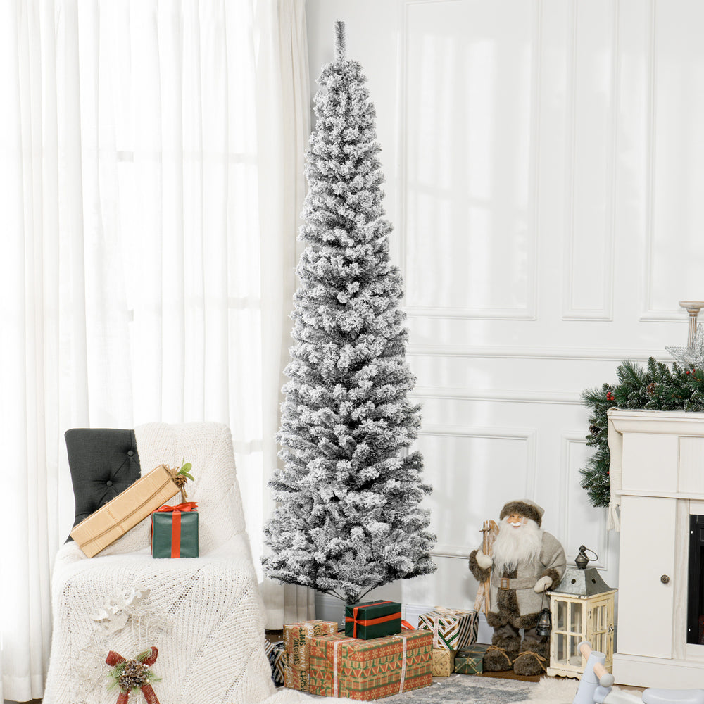 Sapin de Noël givré de 7,5 pieds en fome de crayon