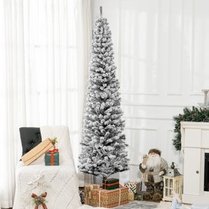 Sapin de Noël givré de 7,5 pieds en fome de crayon