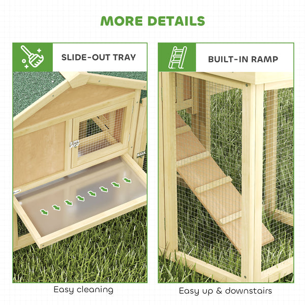 Wooden chicken coop with nesting box, run, ramp and tray