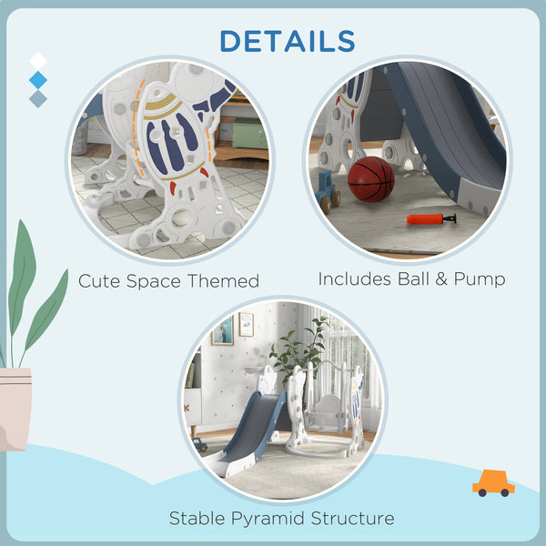 Toboggans 3 en 1 pour enfants avec panier de basket, thème spatial