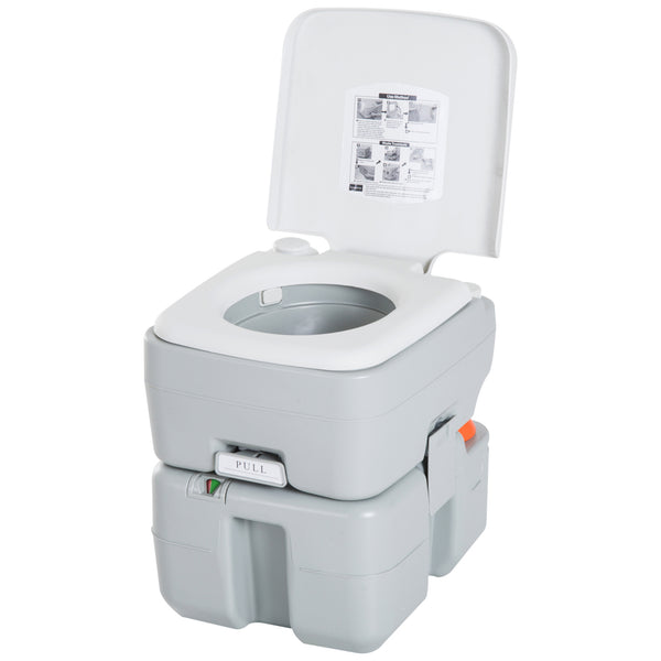 Toilettes de voyage portables avec réservoir à chasse d'eau, indicateur de niveau et robinet, 20 litres